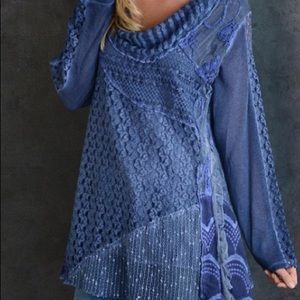 Cobalt Blue scoop neck lightweight Lacey tunic